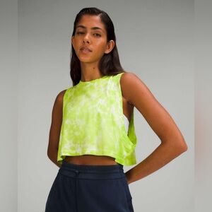 LULULEMON All Yours Cropped Tank Top in Marmoleado Tie Dye Eccentric Lime Size 8